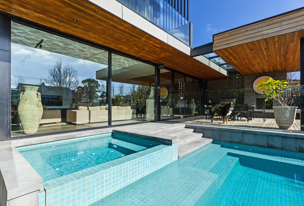 Design ideas for a backyard rectangular pool in Melbourne.
