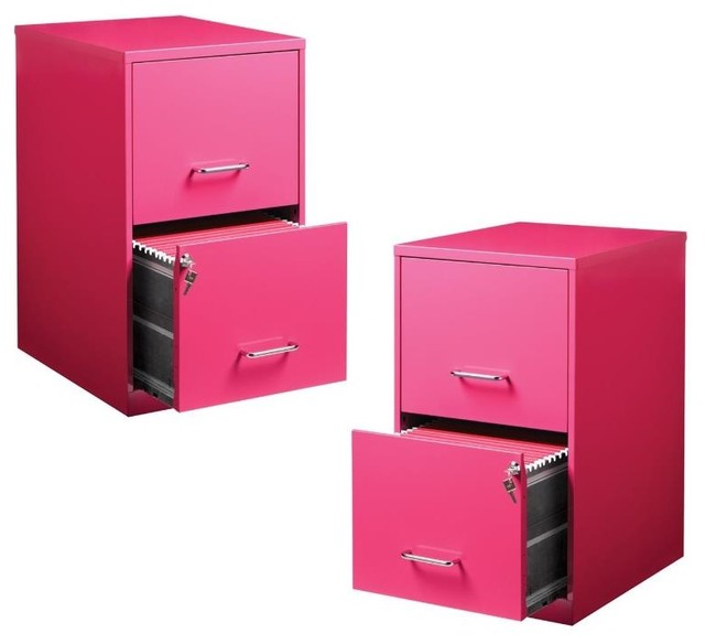 Value Pack Set Of 2 2 Drawer File Cabinet In Pink Contemporary
