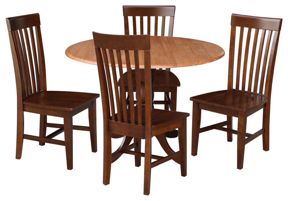 42 in. Dual Drop Leaf Table with 4 Slat Back Dining Chairs