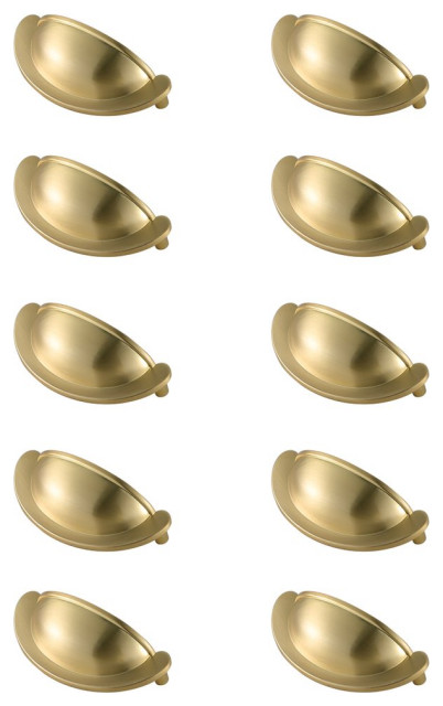 PL3001-GD-10PK 2.75" Center to Center Cup Bar Pull, Set of 10, Brushed Gold