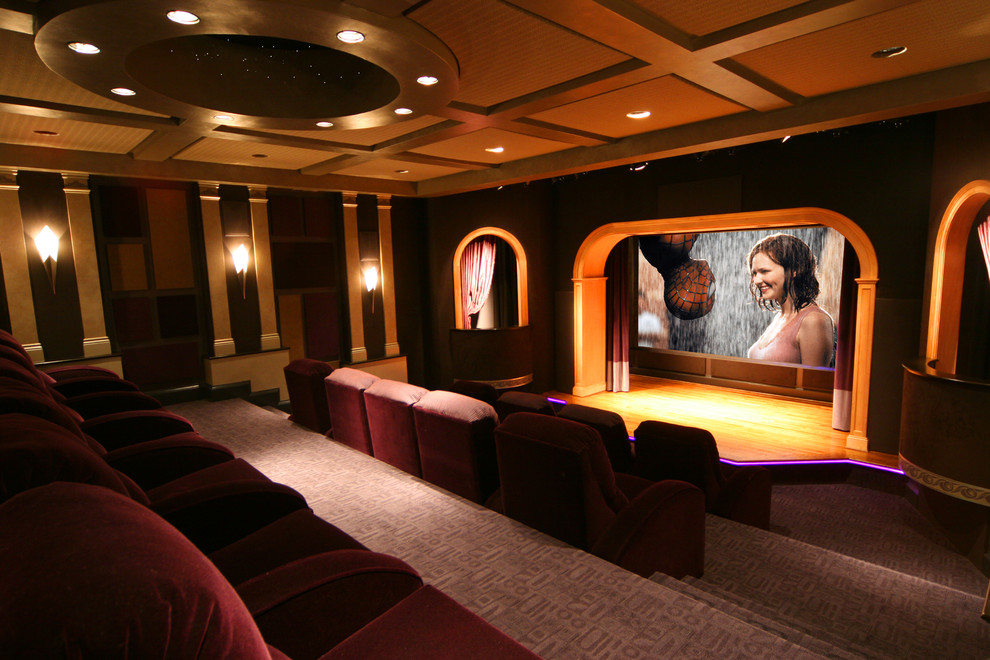Photo of a contemporary enclosed home theatre in DC Metro.