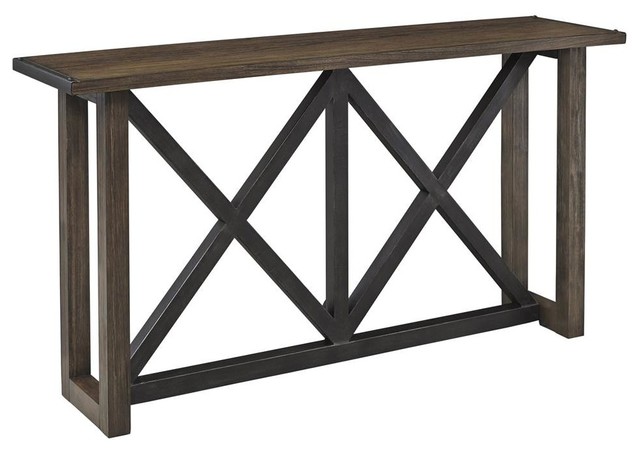 Ashley Zenfield Medium Brown Sofa Table Industrial Console Tables By Gwg Outlet Houzz