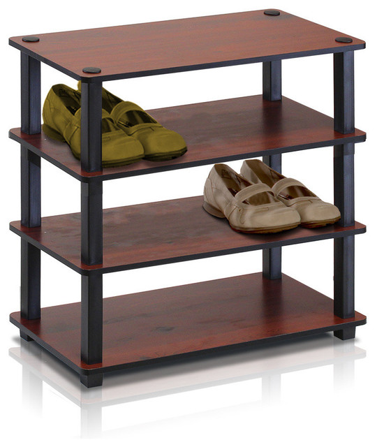 Furinno 13081DC/BK TurnSTube 4Tier Shoe Rack, Dark Furinno 13081DC/BK TurnSTube 4Tier Shoe Rack, Dark