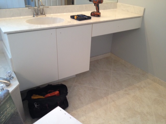 Scott's Master Bathroom Reface Dark Red Mahogany Finish