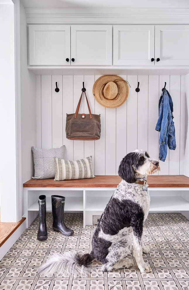 Entryway - transitional entryway idea in Providence