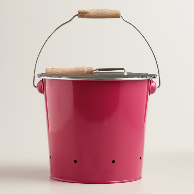 Mini Pink Galvanized Steel Bucket Grill
