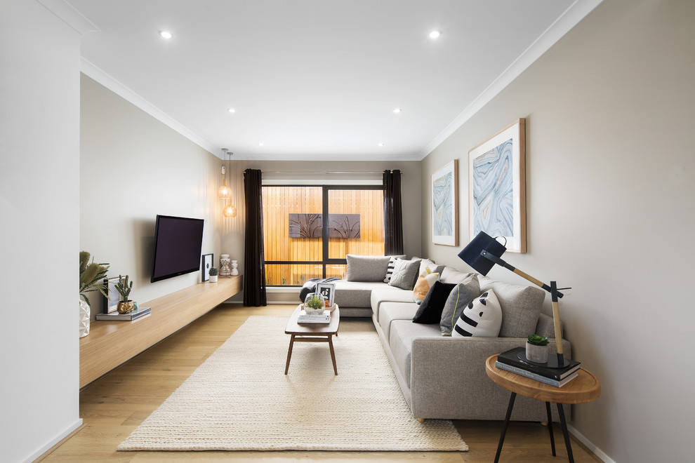 Design ideas for an industrial living room in Melbourne.