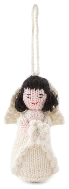 Asian Bride Ornament, Hand Knit Alpaca