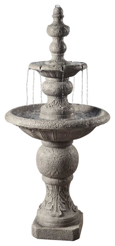 Outdoor 2-Tier Icy Stone Waterfall Fountain