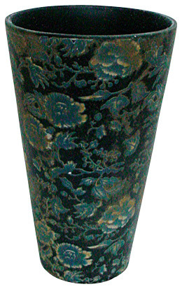 Silk Plants Direct Ceramic Vintage Flower Print Vase, Pack of 1