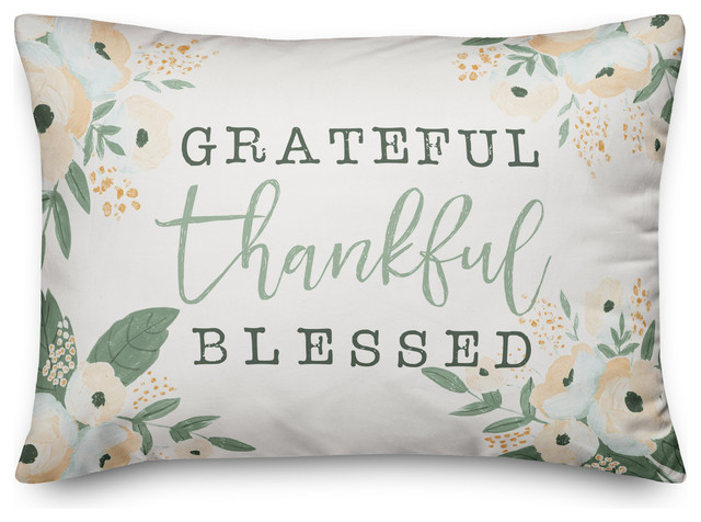 ramirar Set of 3 Black Word Art Grateful Thankful Blessed for Thanksgiving Day Decorative Lumbar Throw Pillow Cover Case Cushion Home Living Room Bed Sofa Car Cotton Linen Rectangular 12 x 20 Inches 
