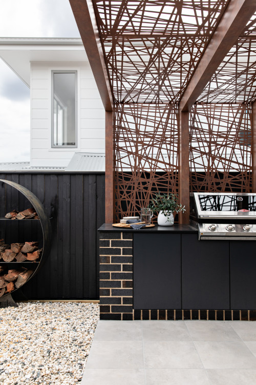 Garden Elegance: Outdoor Grill Kitchen Island Ideas with Modern Pergolas