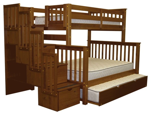Bedz King Bunk Beds Twin Over Full Stairway 4 Drawers Trundle Bedz King Bunk Beds Twin Over Full Stairway 4 Drawers Trundle Espresso