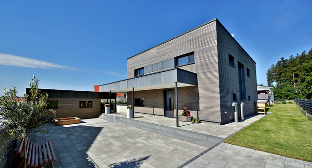 modernes Passivhaus in Kirchweidach contemporaneo-fachada
