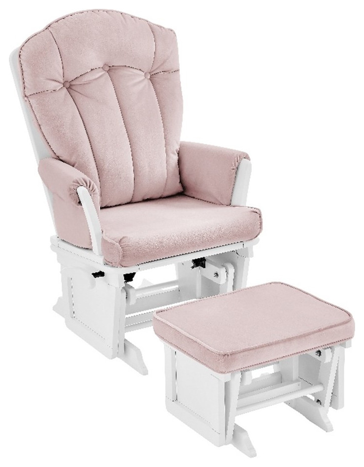 Suite Bebe Victoria Traditional Wood Glider and Ottoman in White and