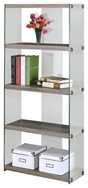 Monarch Specialties Bookcase, 5-Shelf Etagere Bookcase, Contemporary Look with