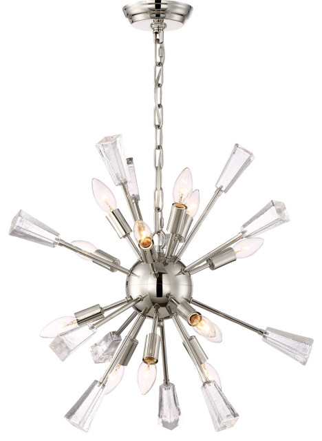 Muse 12 Light Chandelier, Polished Nickel with Glass Cubes