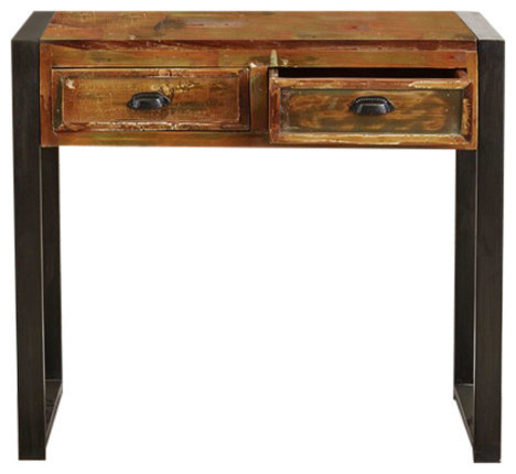 2 Drawer Urban Chic Reclaimed Wood Console Table Rustic 2 Drawer Urban Chic Reclaimed Wood Console Table