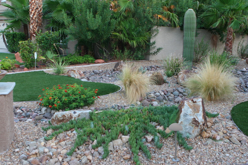 This is an example of a mediterranean garden in Las Vegas.