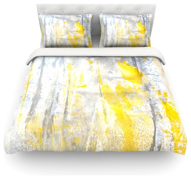 Carollynn Tice Abstraction Gray Yellow Cotton Duvet Cover Carollynn Tice Abstraction Gray Yellow Cotton Duvet Cover Twin