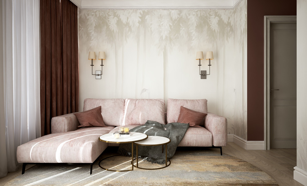 Marsala and Marble Интерьер квартиры для семьи с двумя дочками.