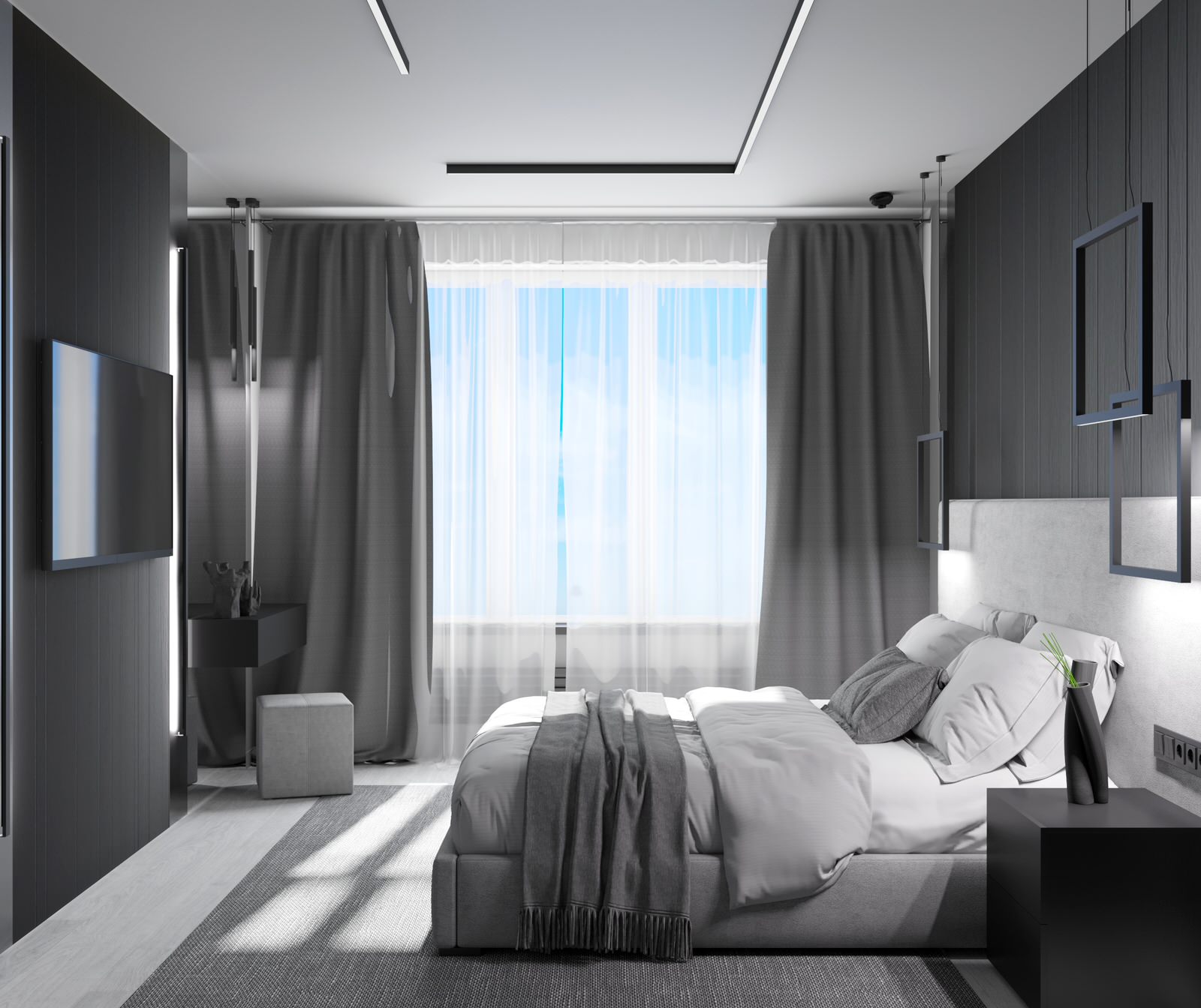 Спальня из проекта квартиры в ЖК "THE MID" 80 м2