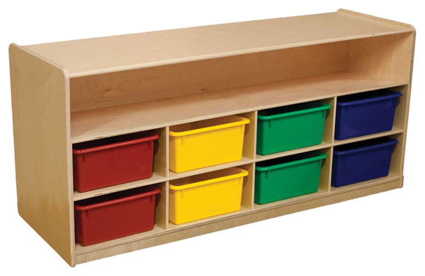 Wood Designs Mobile Low Storage With Assorted Trays