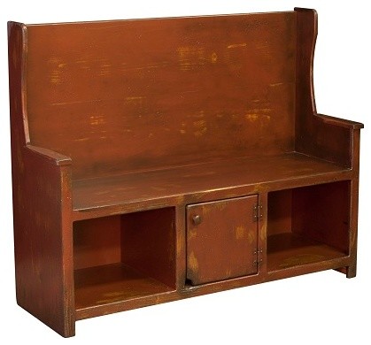 Ye Olde Bench With Hole In Distressed Antique Transitional