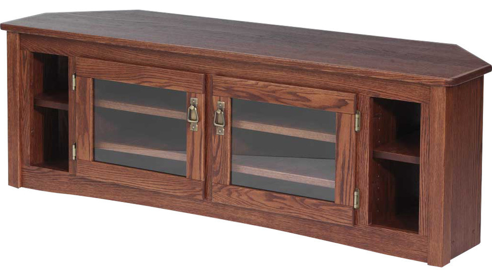 Solid Oak Mission Style Corner TV Stand Craftsman Entertainment