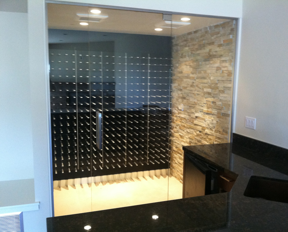 Modern wine cellar in Orange County.