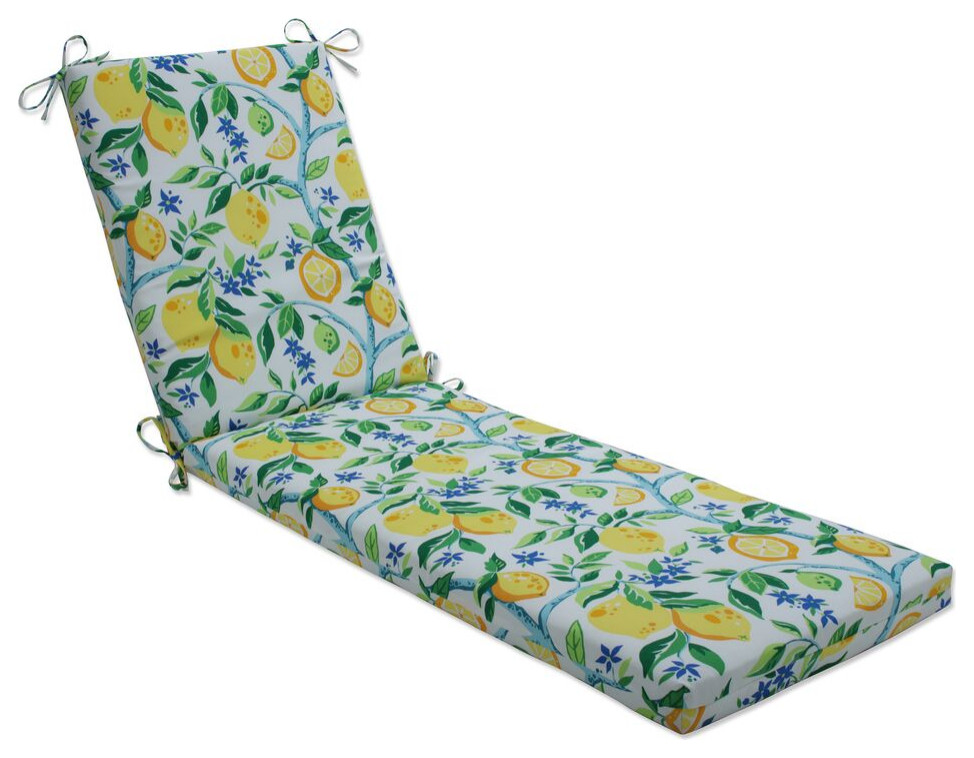 Lemon Tree Yellow Chaise Lounge Cushion 80x23x3, 80"x23"x3" Farmhouse Outdoor Cushions And