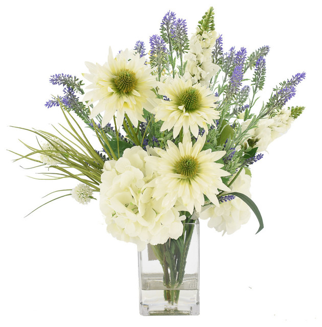 Hydrangea and Daisy Arrangement - Transitional - Artificial Flower