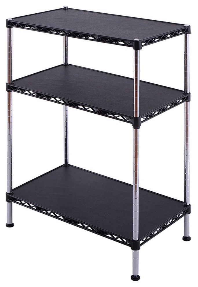 Steel 3Tiers Adjustable Storage Rack Display Shelf Contemporary