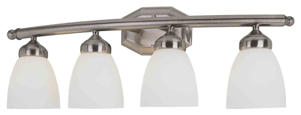 Ashlea 4-Light Vanity Bar, Brushed Nickel With White Frost