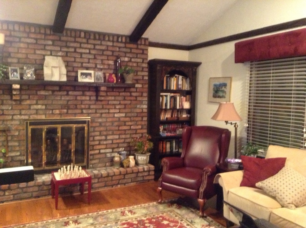 I finished painting my big brick fireplace.