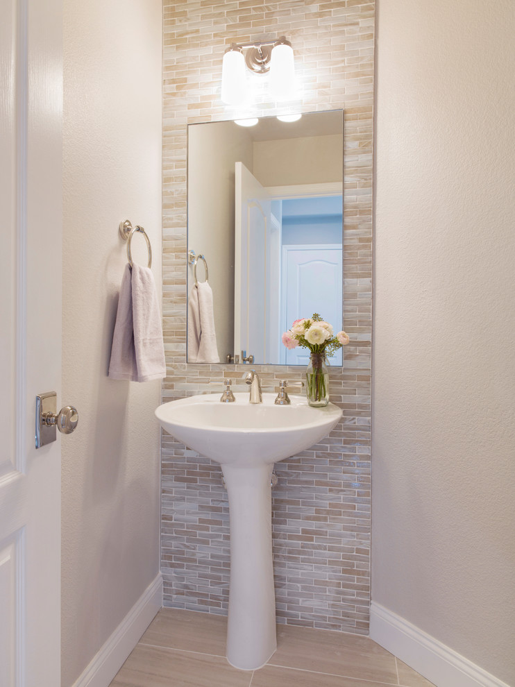 Design ideas for a transitional powder room in San Francisco.