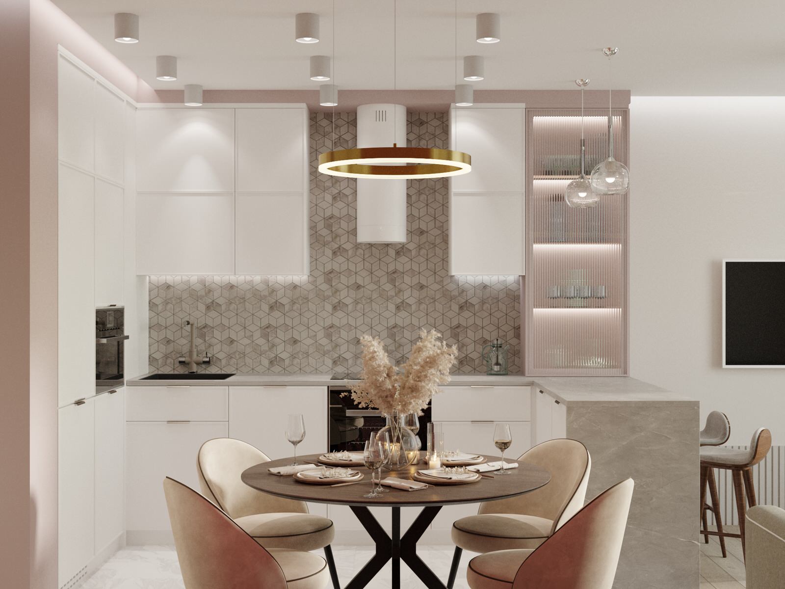 Кухня-гостиная в стиле контемпорари