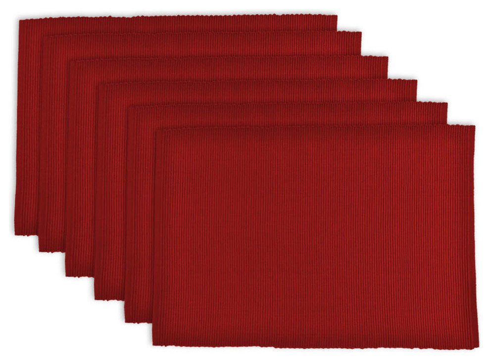 DII Tango Red Ribbed Placemat, Set of 6