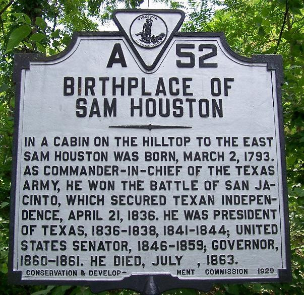Birthplace of Sam Houston