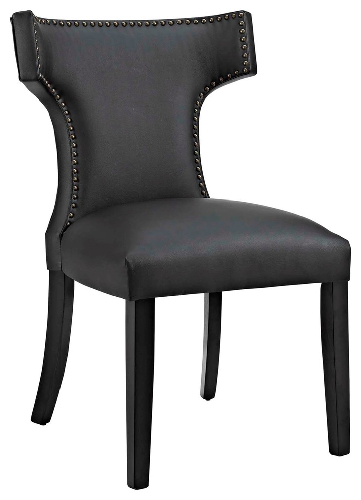 Modern Contemporary Urban Kitchen Room Dining Chair, Black, Faux ...