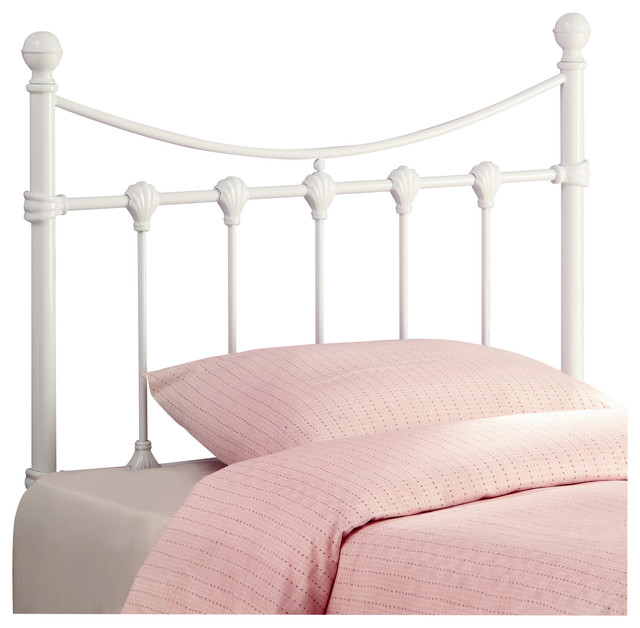 Coaster Twin Metal Headboard, White Traditional Kids Beds by