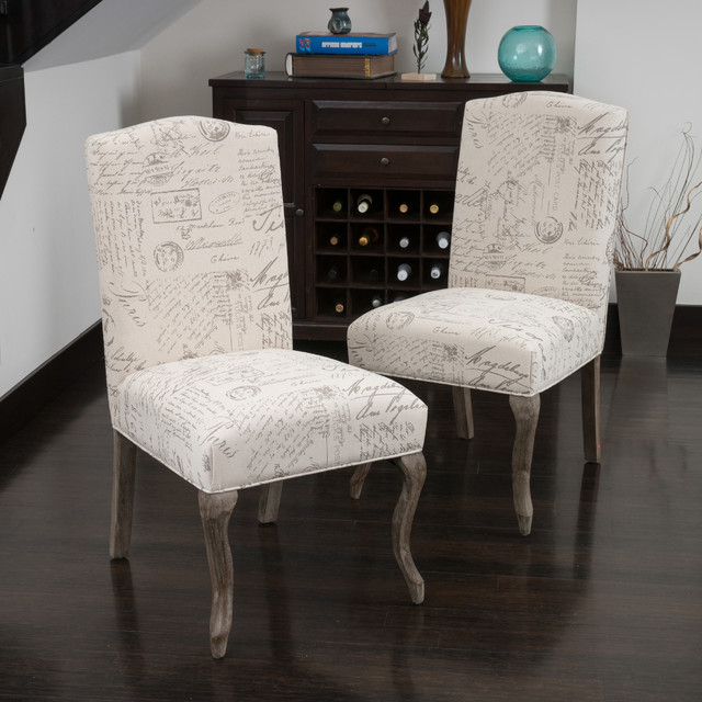 Christopher Knight Home Crown Top French Script Beige Fabric Dining Christopher Knight Home Crown Top French Script Beige Fabric Dining Chair Set O Contemporary Chairs By Com