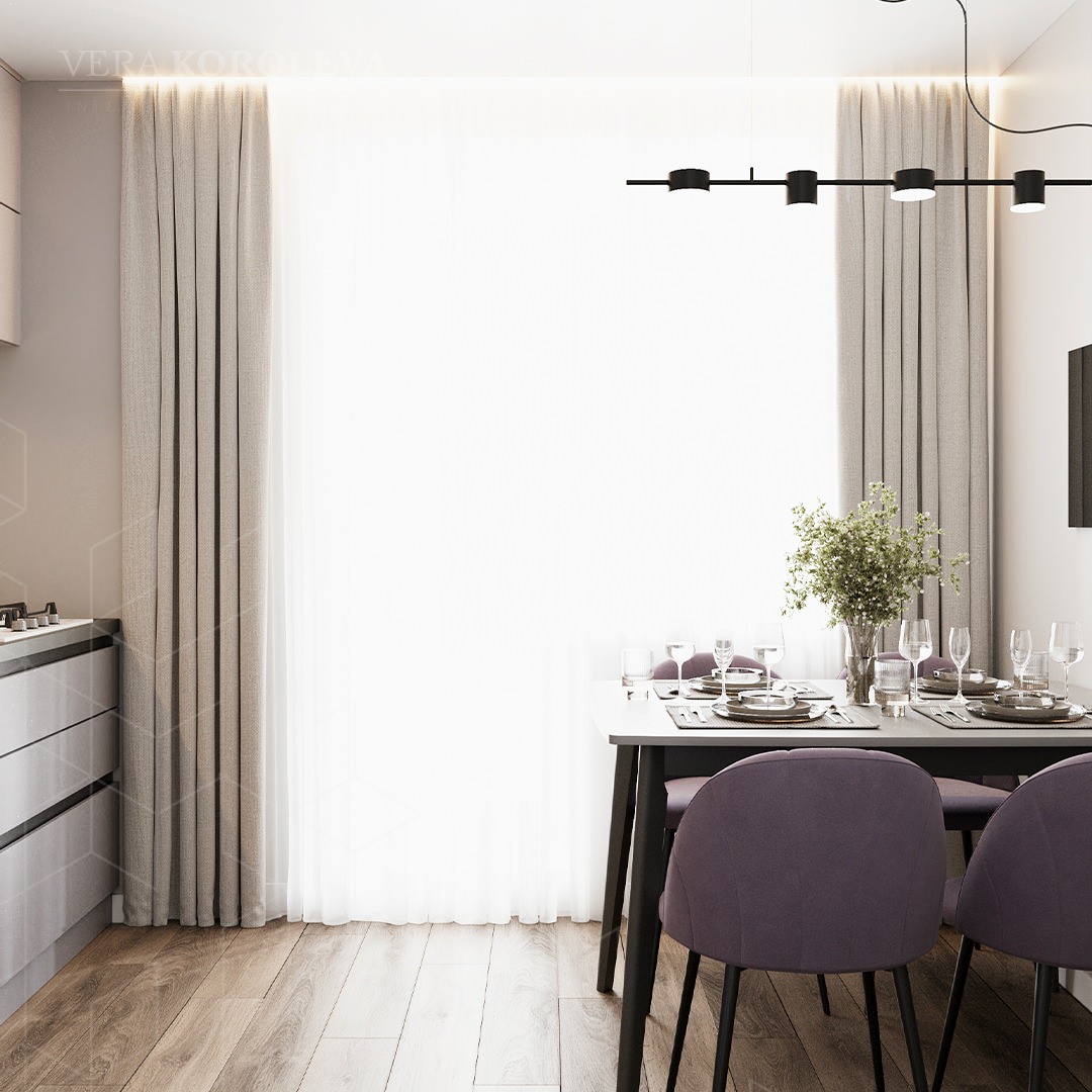 Лавандовая дымка: красивая и функциональная двушка 47 кв.м