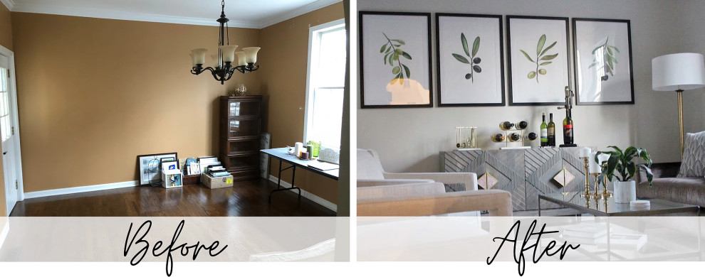 Inspiration for a transitional dark wood floor home bar remodel