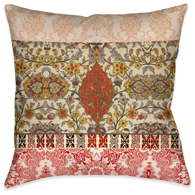 Laural Home Red Spice Bohemian Tapestry Outdoor Decorative Pillow Laural Home Red Spice Bohemian Tapestry Outdoor Decorative Pillow
