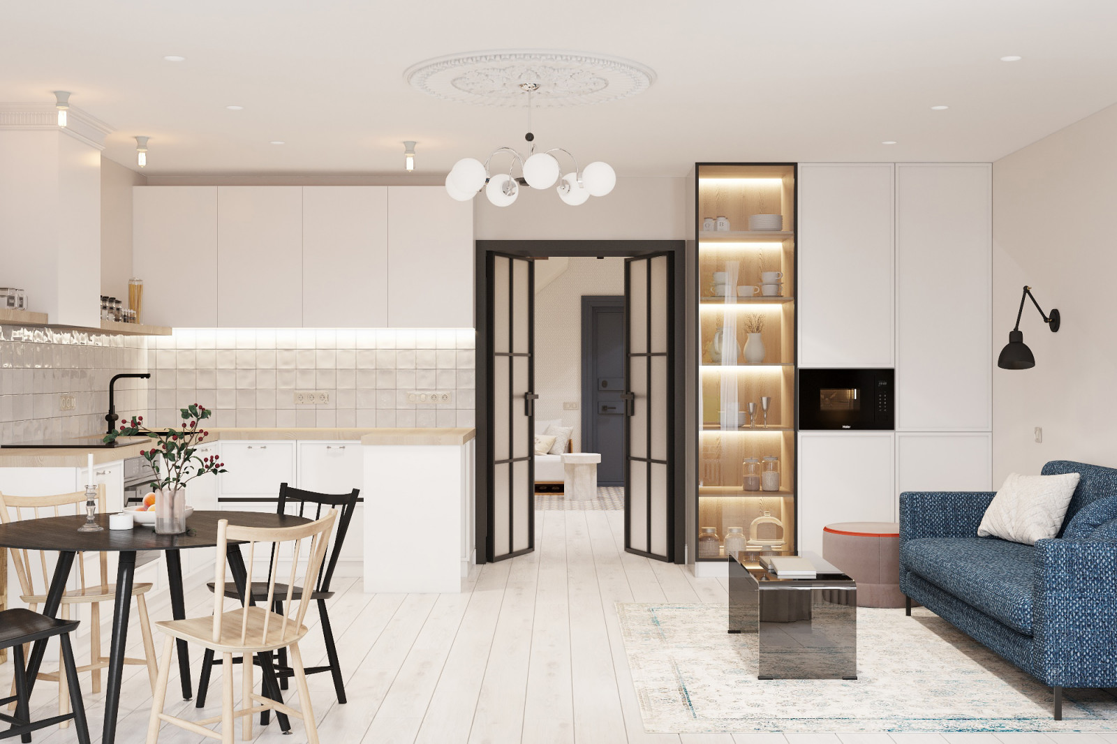 Дизайн проект квартиры с элементами стиля mid-century modern.