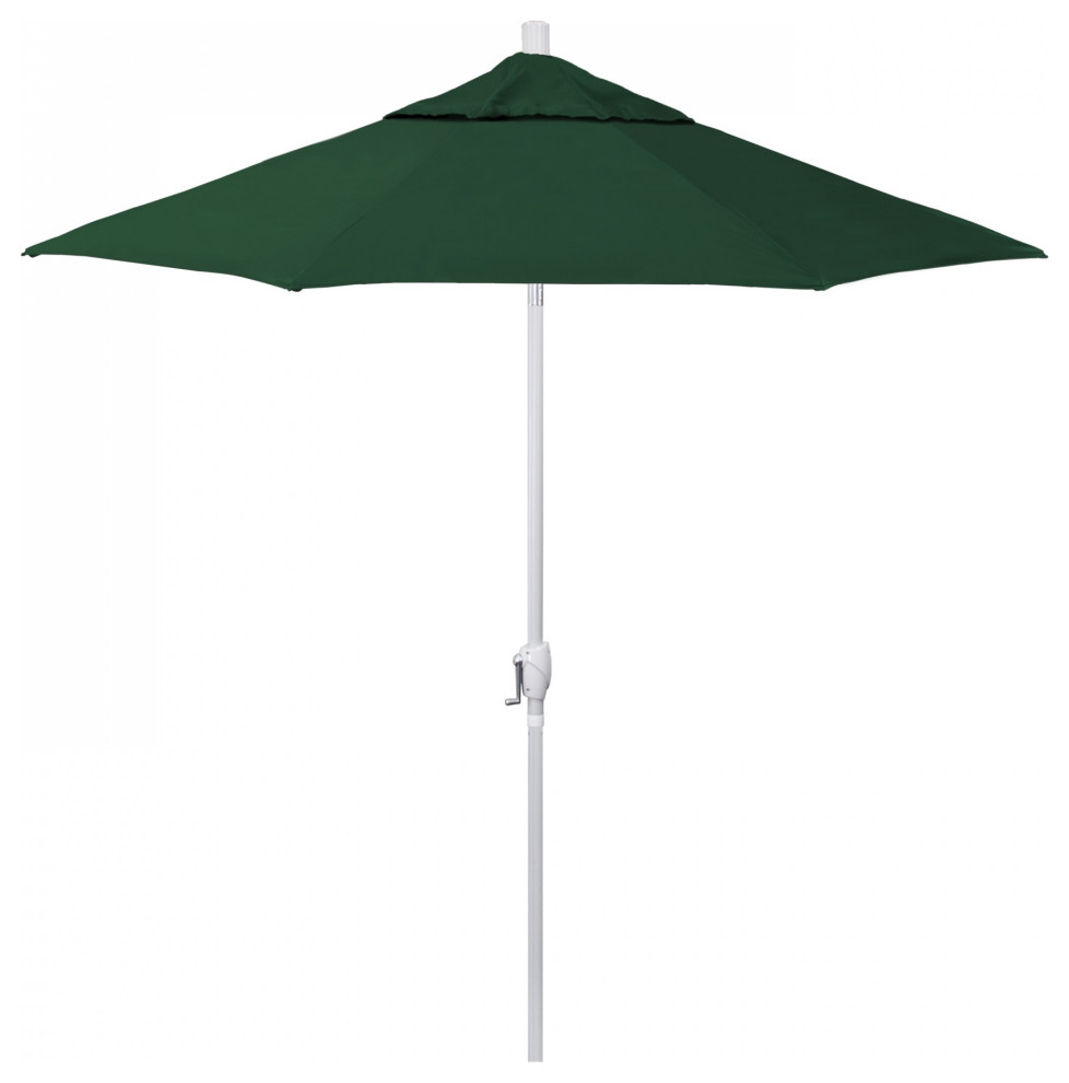 7.5' Patio Umbrella White Pole Push Button Tilt Crank Lift Pacific