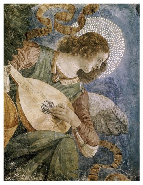 "Music Making Angel with Lute" Digital Paper Print by Melozzo Da Forli, 14"x18"