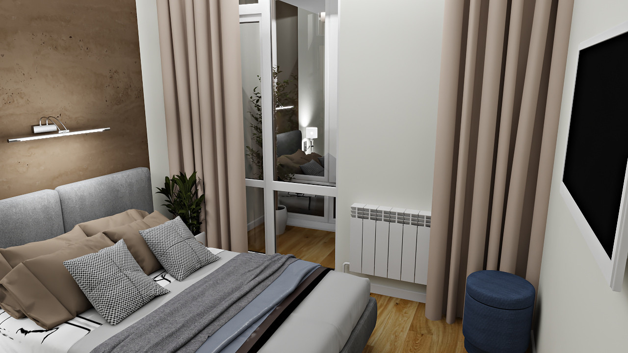 Спальня. Выход на балкон