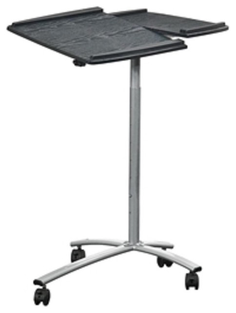 Adjule Laptop Computer Cart Desk Stand Graphite Wood Grain